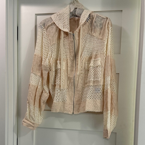 POL Cream and Tan Patchwork Utility Jacket